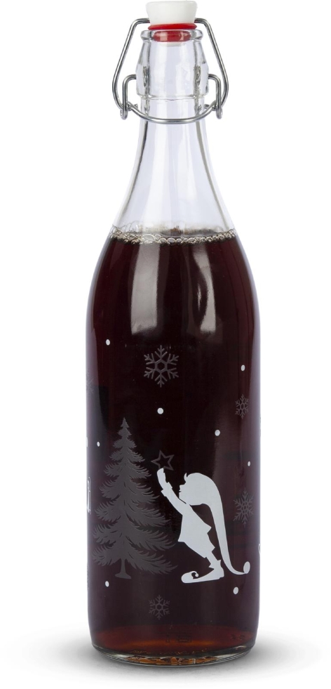 BOTTIGLIA 1L IN VETRO DECORATO 'CERVE'