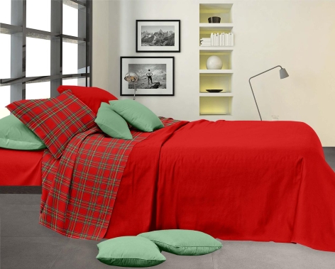 COMPLETO LETTO/PARURE COPRIPIUMINO IN FLANELLA MATRIMONIALE