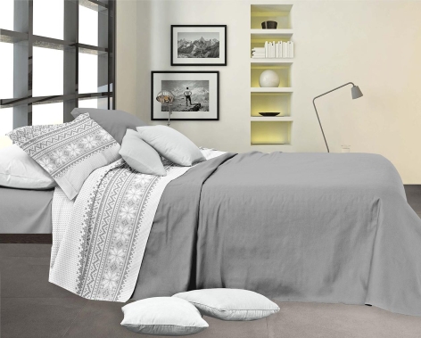 COMPLETO LETTO/PARURE COPRIPIUMINO IN FLANELLA MATRIMONIALE