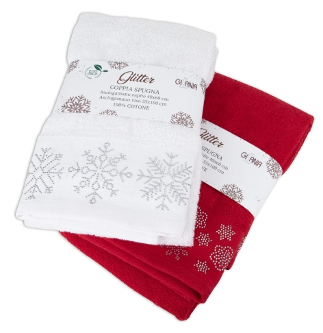 Set 2 coppie asciugamani 
in spugna